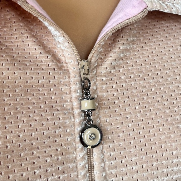 Vintage St. John Sport • Tan & Pink Velour Zippered Jacket • Large - Picture 4 of 7